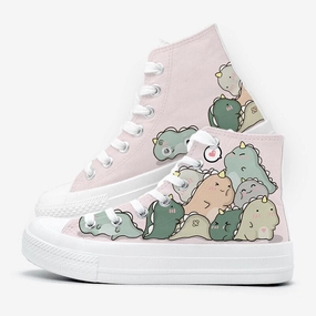 Skate Board Shoe Dinosaur Pile High Top Sneakers