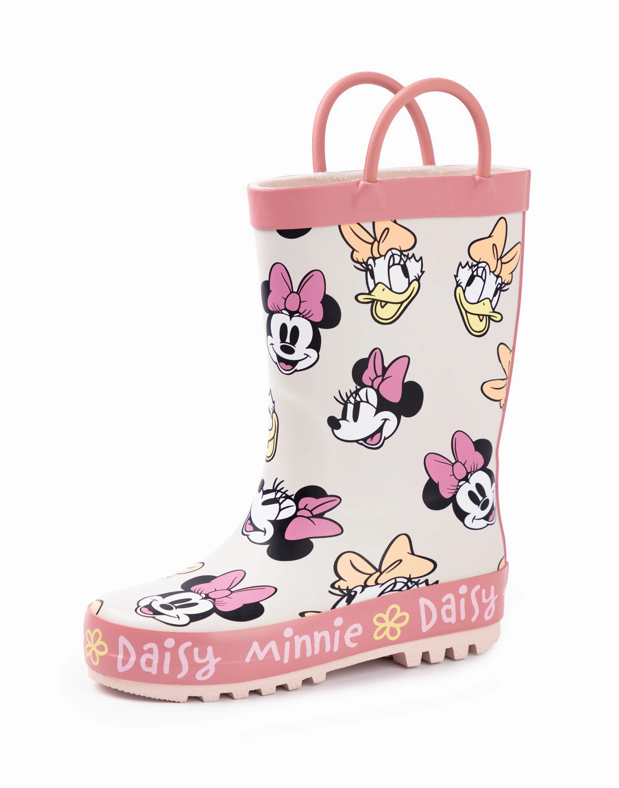 Boots Dublin Disney Minnie And Daisy Girls Pink Wellington Boots with Handles
