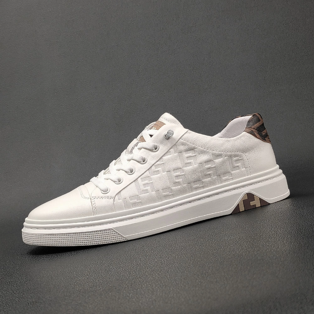 Leather Derby Shoes With Rubber Sole Men Stylish Figured Leather Fashion Casual Sneakers