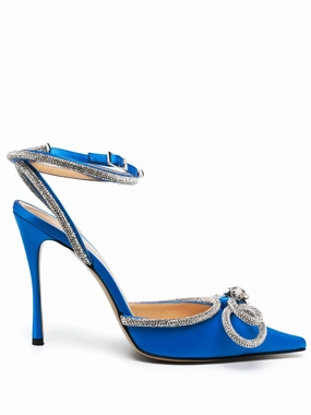 Double Bow 110mm satin pumps Ruched Leather Ankle Boots