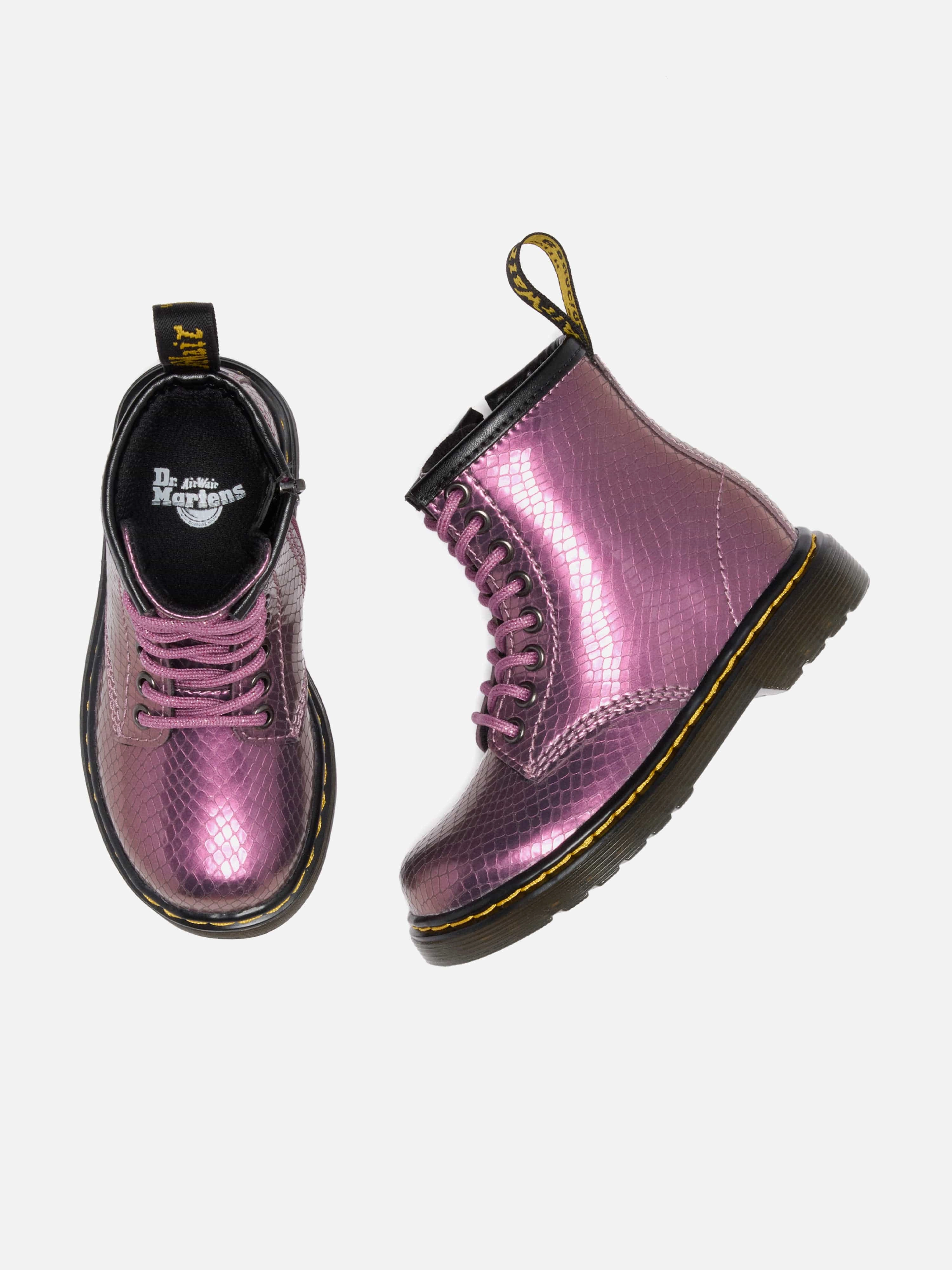 Boots Ski Dr Martens Girls 1460 Reptile Embossed Leather Boots in Purple