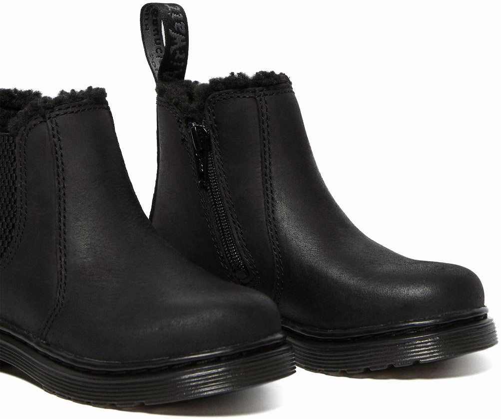 Customisable Boots Dr Martens Toddler Leather Hi Top 2976 Leonore Monochrome Black