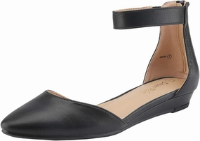 DREAM PAIRS Women's Low Wedge Ankle Strap Dress Flats Shoes Asics Army Shoes