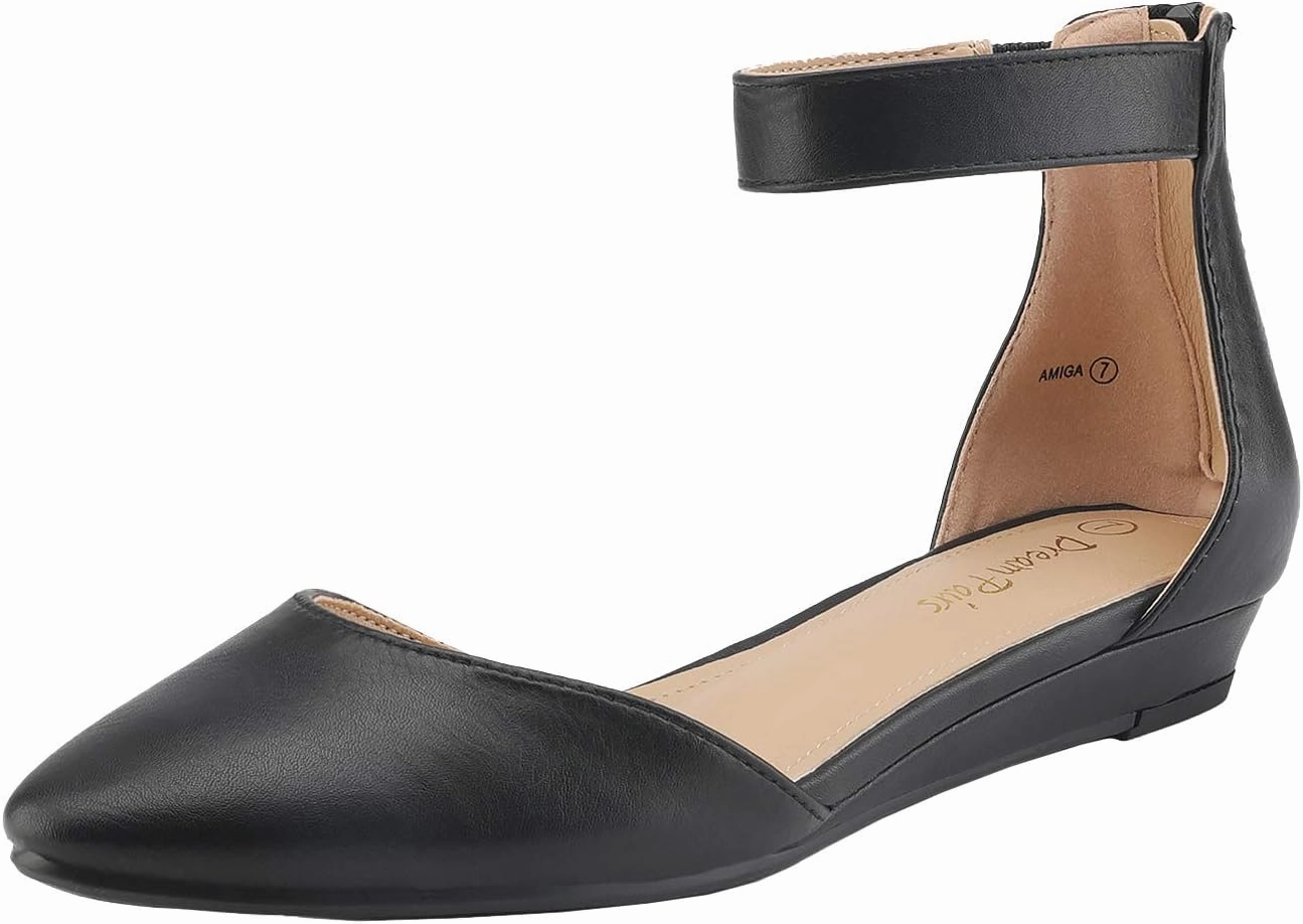 DREAM PAIRS Women's Low Wedge Ankle Strap Dress Flats Shoes Asics Gel Cumulus 15 Running Shoe