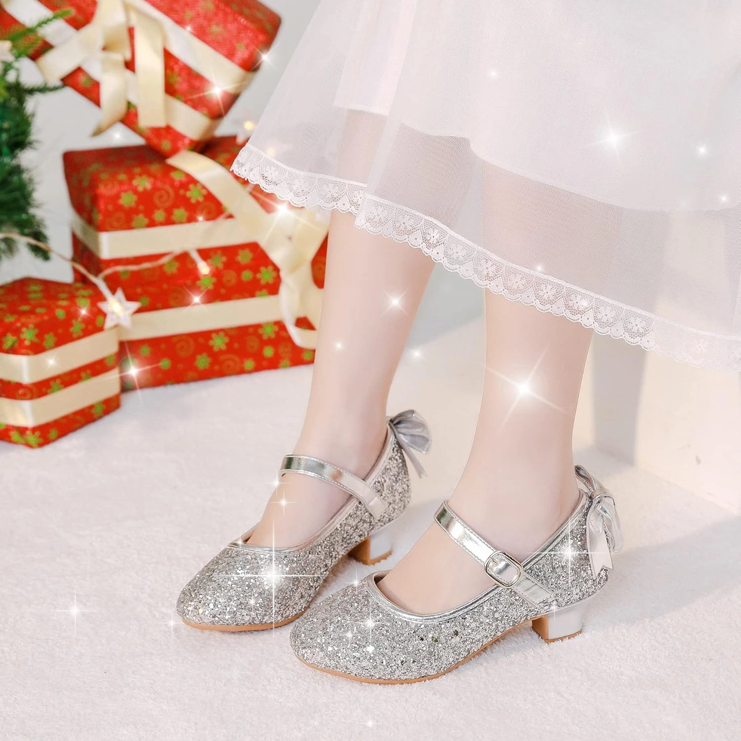 Asics Running Shoes 2017 Dufannie Girls Dress Shoes Low Heel Princess Flats Mary Jane Flower Wedding Party Glitter Shoes for Kids Toddler