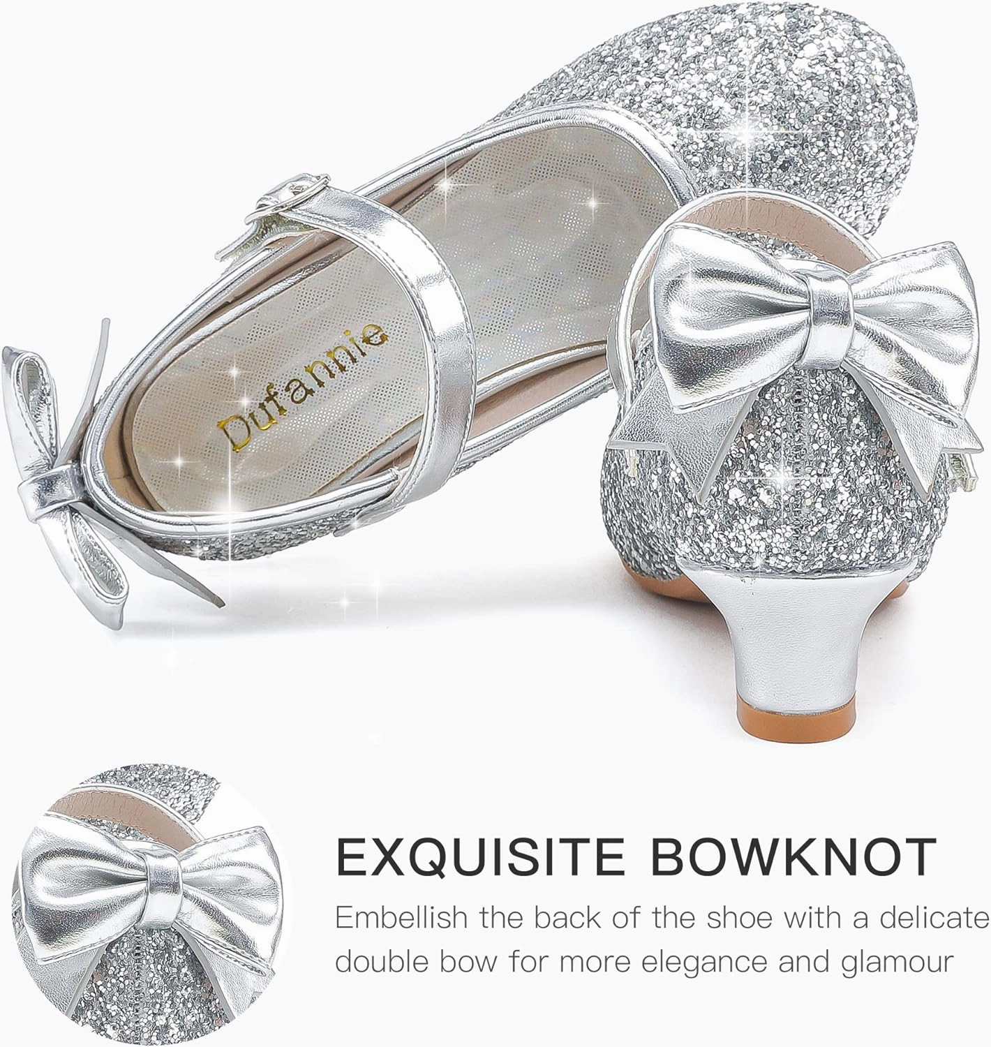 Asics Shoes Tiger Dufannie Girls Dress Shoes Low Heel Princess Flats Mary Jane Flower Wedding Party Glitter Shoes for Kids Toddler