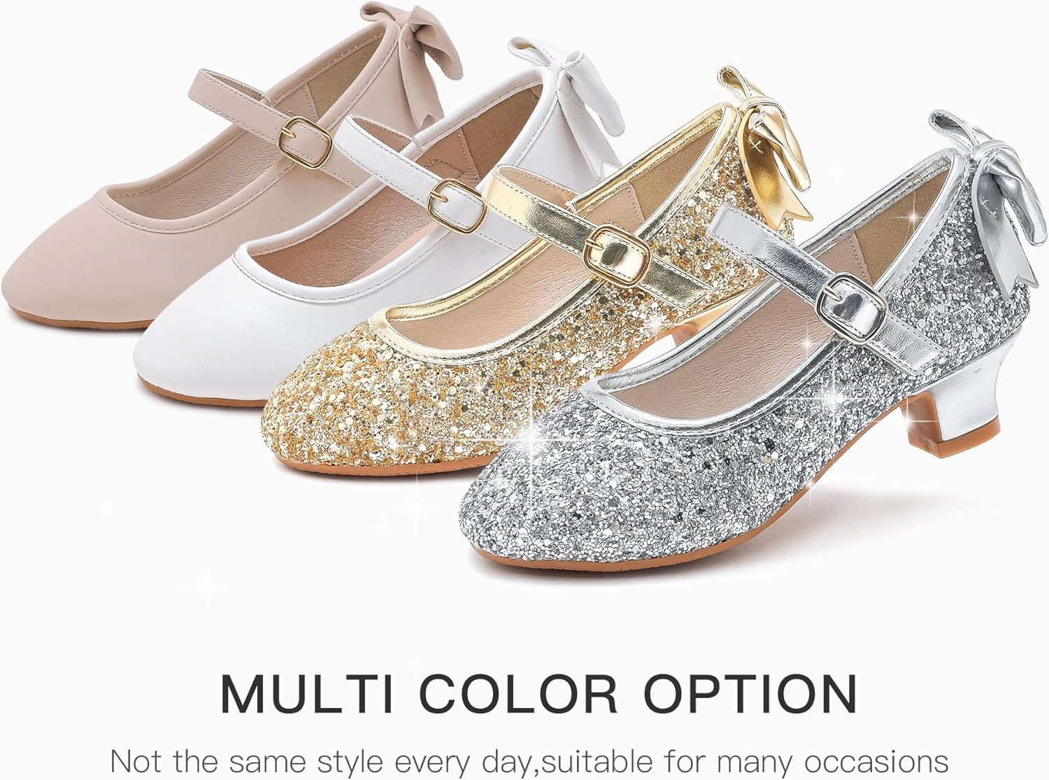 Dufannie Girls Dress Shoes Low Heel Princess Flats Mary Jane Flower Wedding Party Glitter Shoes for Kids Toddler Asics Lite Show Shoes