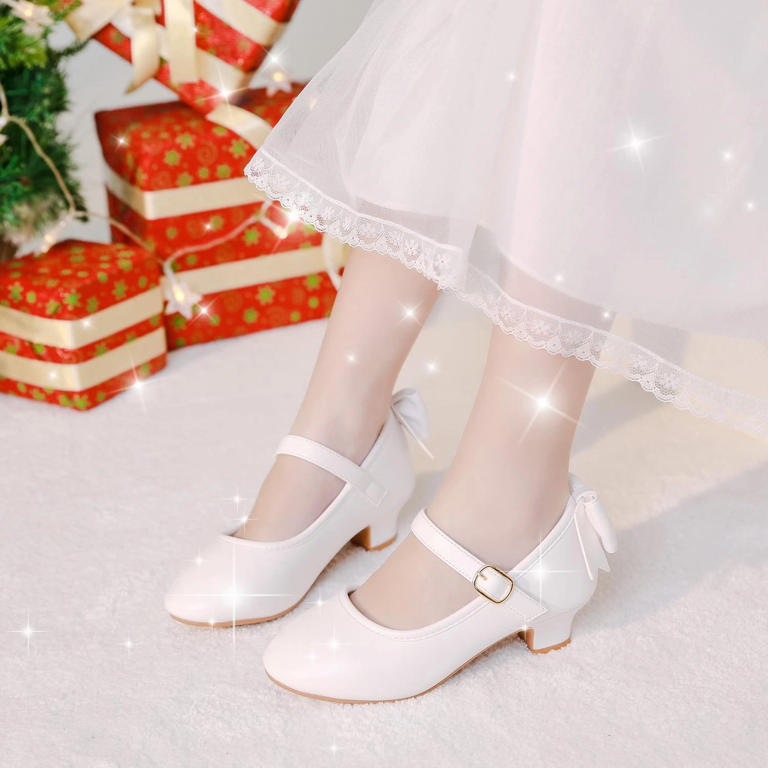 Asics Performance Running Shoes Dufannie Girls Dress Shoes Low Heel Princess Flats Mary Jane Flower Wedding Party Glitter Shoes for Kids Toddler