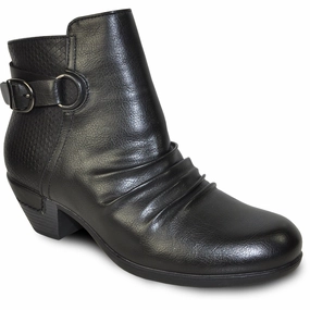 VANGELO Women Boot HF9429 Ankle Dress Boot Black Leopard Print Low Heel Ankle Boots