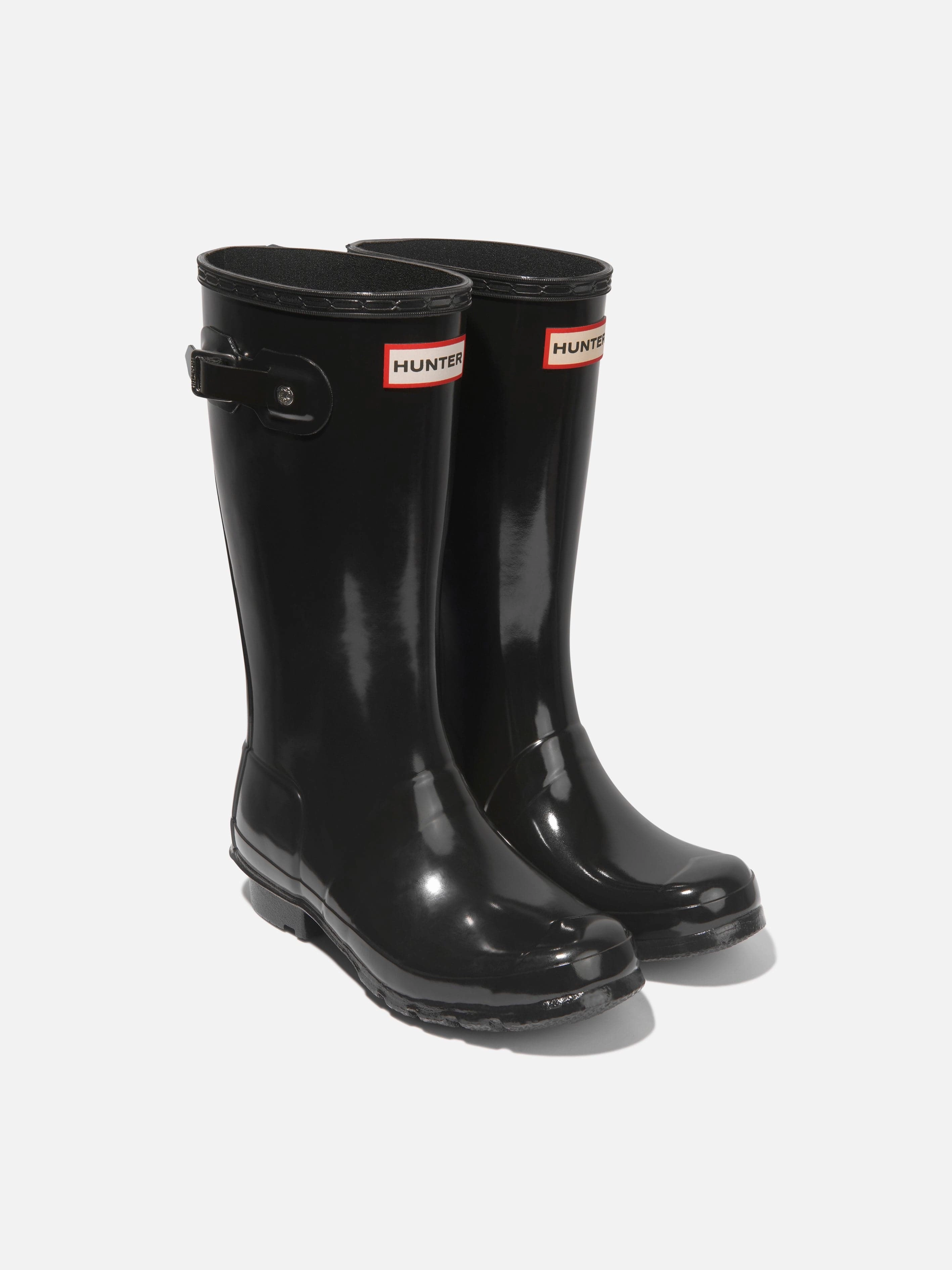 Martens As Motorcycle Boots Hunter Kids Original Gloss Wellington Boots in Black