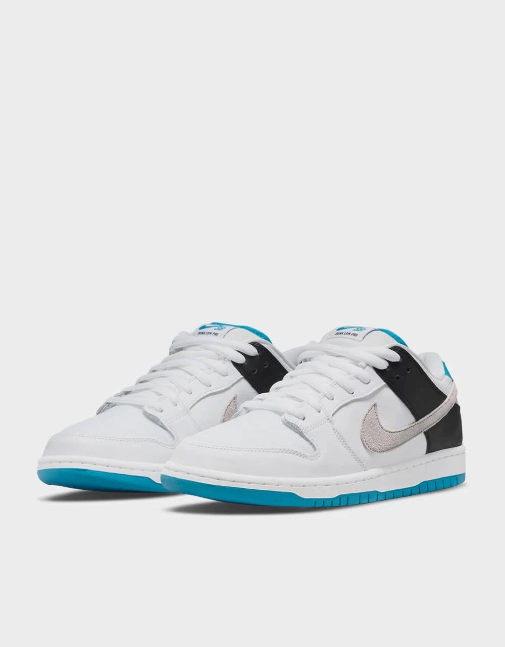 Nike SB Dunk Low Pro Skate Shoes - White/Neutral Grey-Black-Laser Blue Nike Zoom Running Shoes