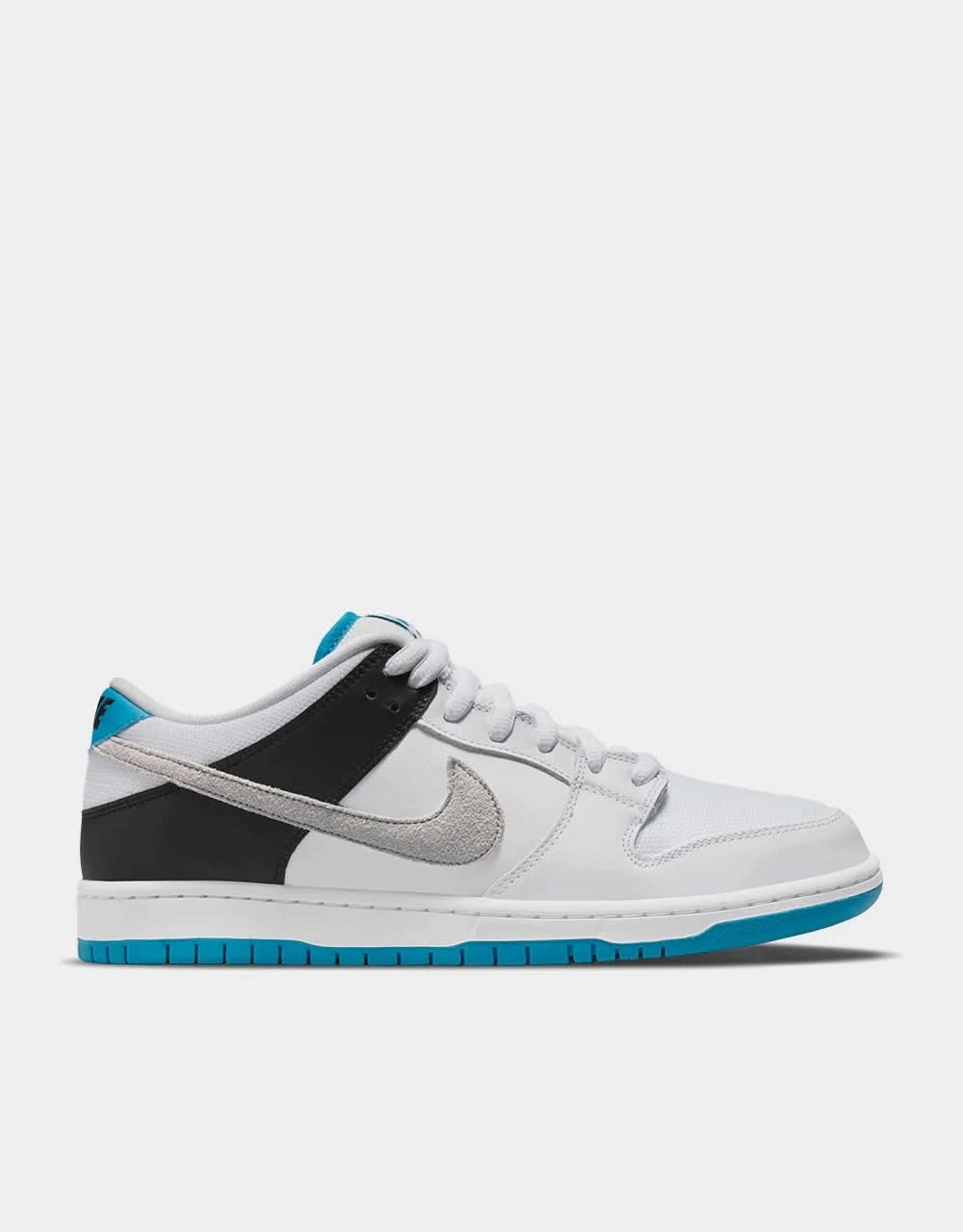 Backwards Nike Logo Shoes Nike SB Dunk Low Pro Skate Shoes - White/Neutral Grey-Black-Laser Blue