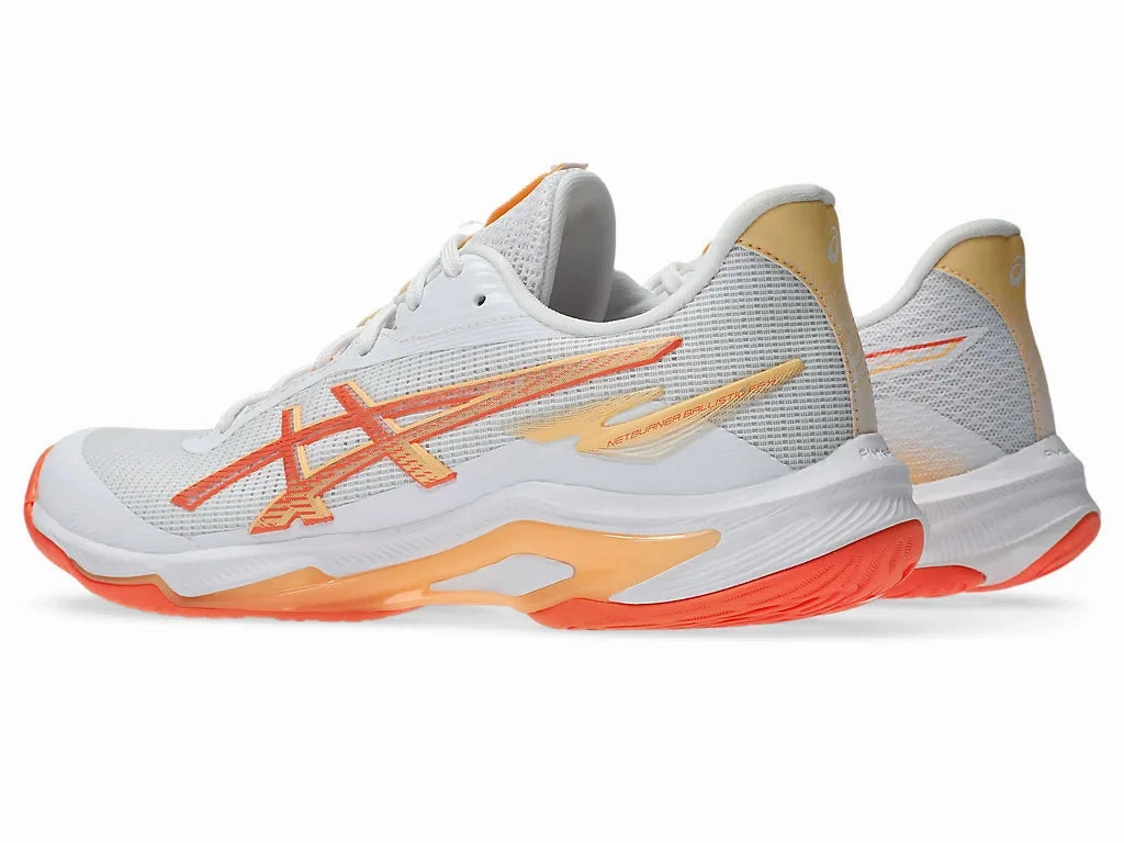 Asics Womens Netburner Ballistic FF 4 - White/Vivid Coral Asics Wrestling Shoes Eastbay