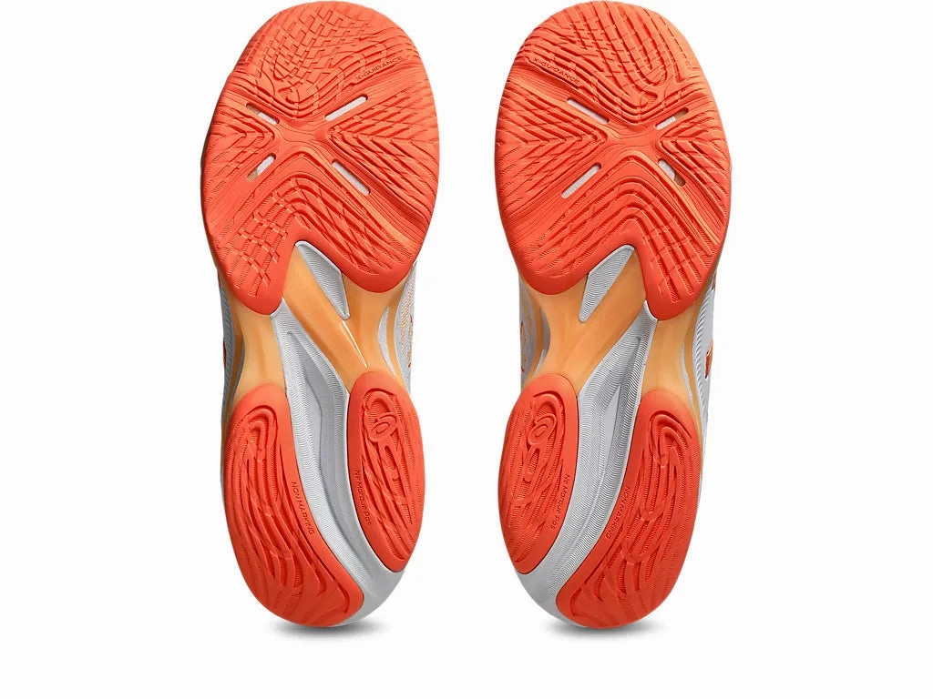 Asics Metaspeed Edge Running Shoes Asics Womens Netburner Ballistic FF 4 - White/Vivid Coral