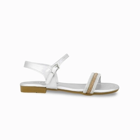 Sandals Ankle Tie Girls Silver Formal Sandal KD9871