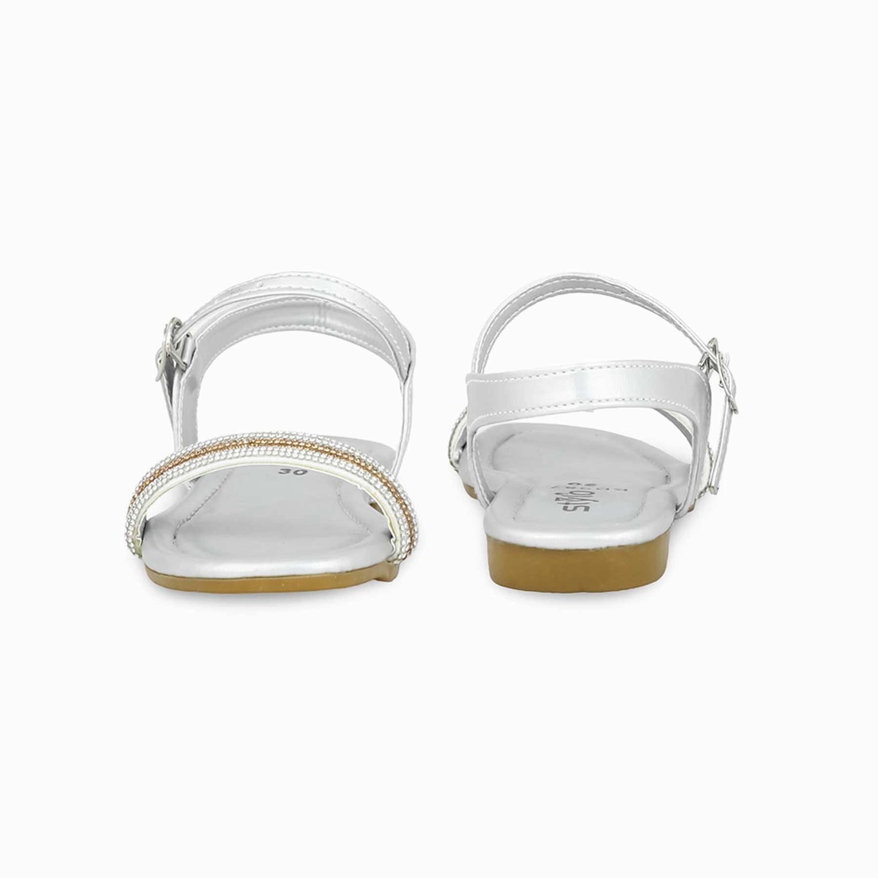 Girls Silver Formal Sandal KD9871 Lug Sole Sandals