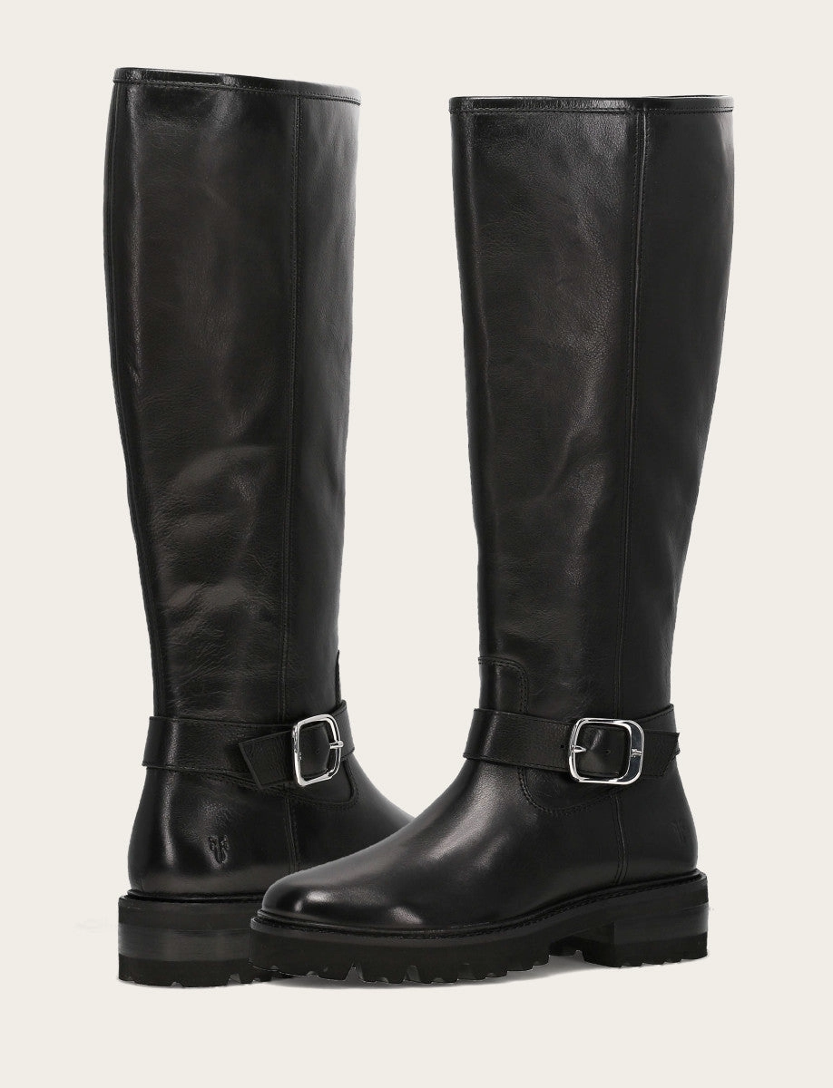 Olivia Buckle Tall Knee High Boots Sparkly