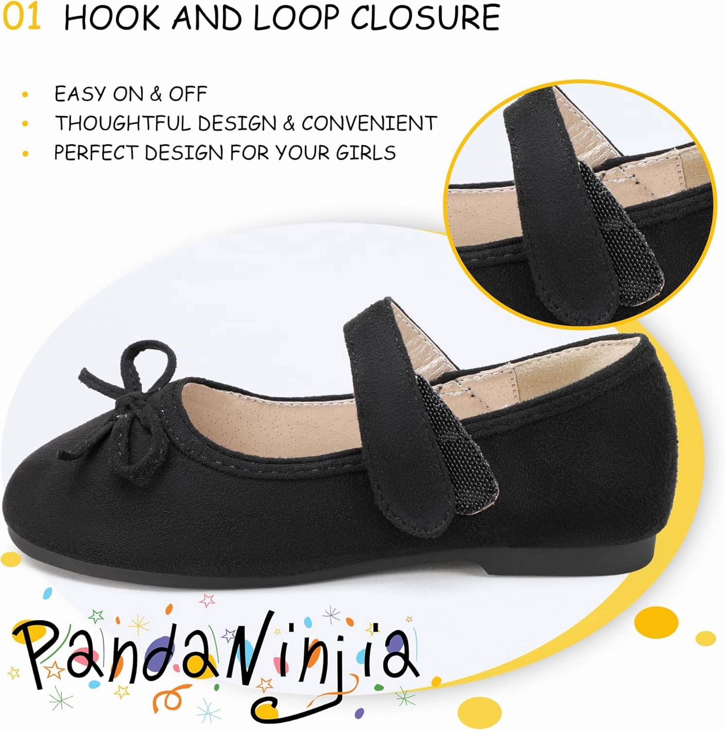 PANDANINJIA Toddler Dress Shoes Bowknot Mary Jane Shoes Girls Ballet Flats for Kids Wedding Party Uniform Church Shoes Asics Shoes Quality