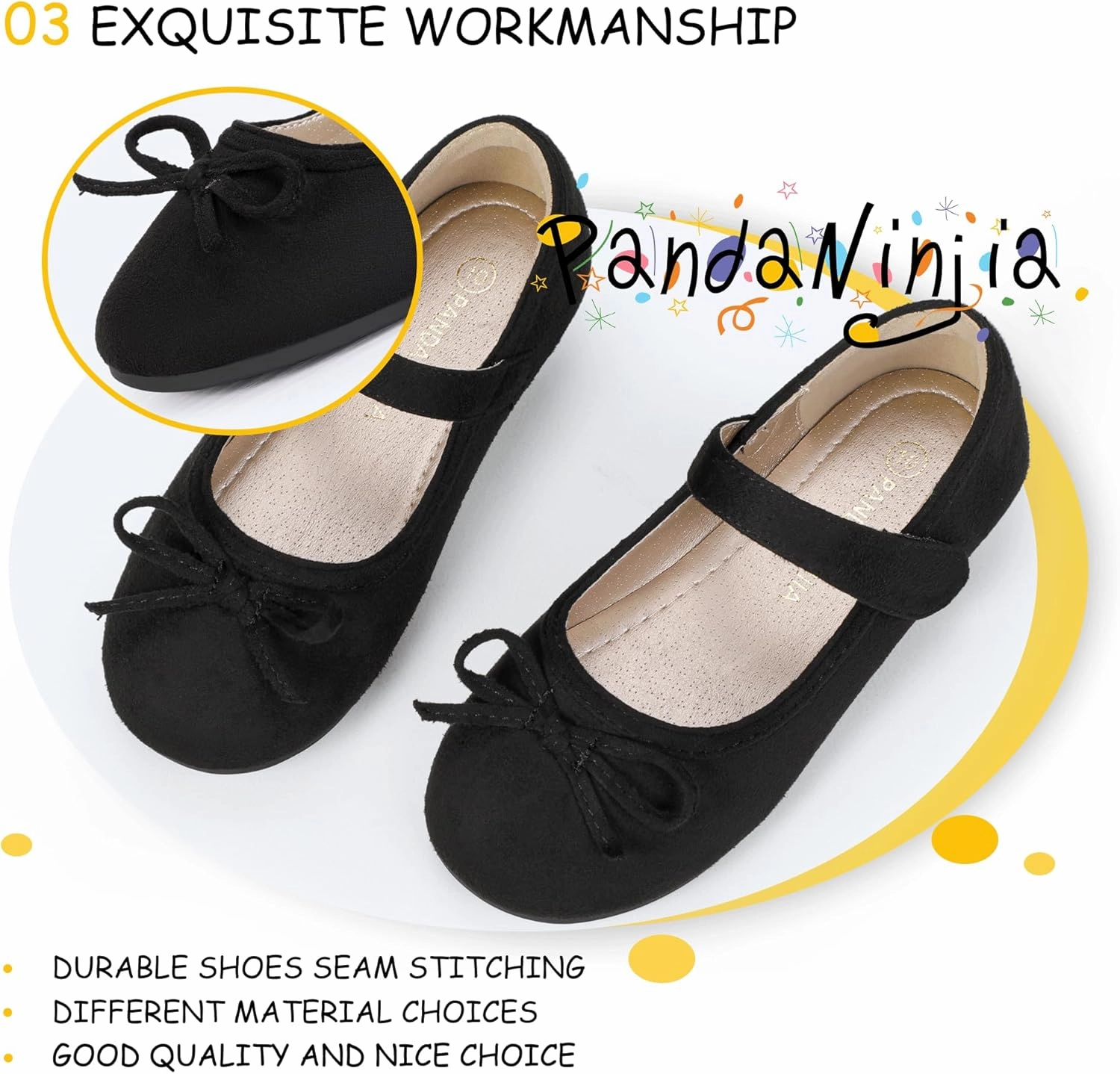 PANDANINJIA Toddler Dress Shoes Bowknot Mary Jane Shoes Girls Ballet Flats for Kids Wedding Party Uniform Church Shoes Asics Shoes Gt 2000 13