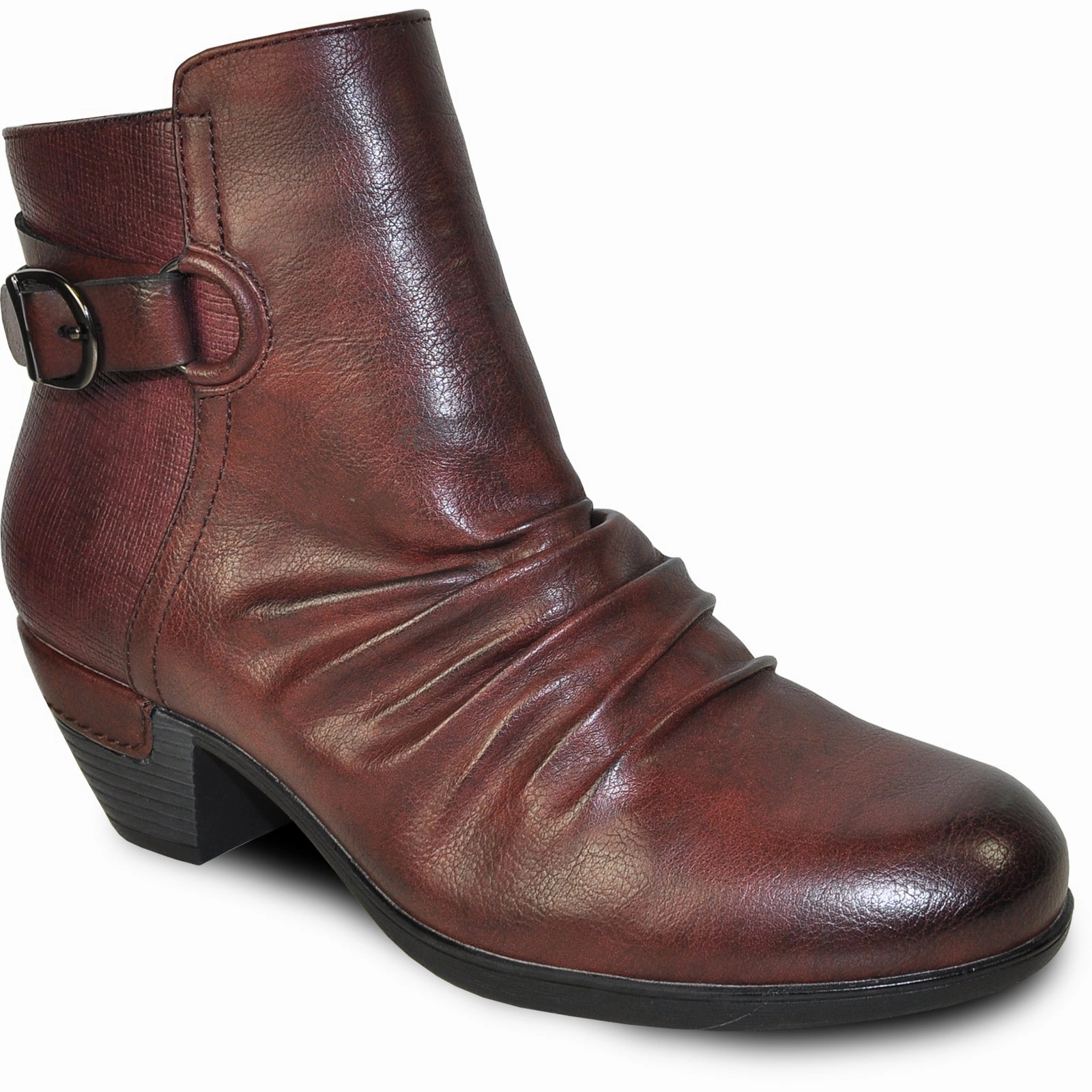 Black Leather Ankle Boots VANGELO Women Boot HF9429 Ankle Dress Boot Bordo Red