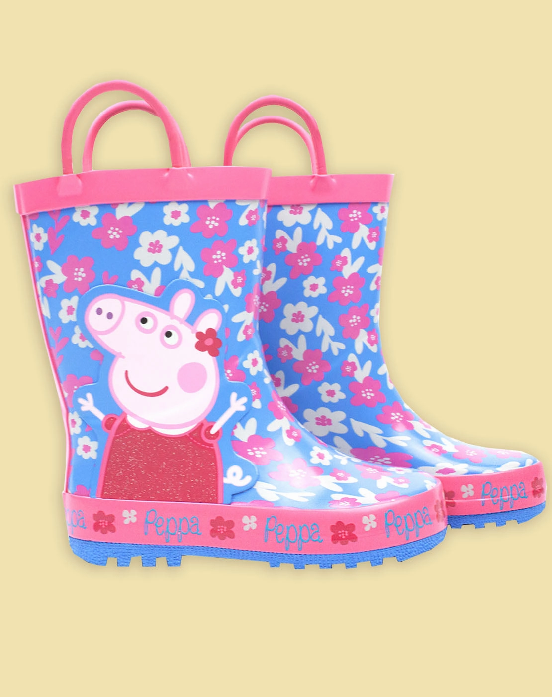 Peppa Pig Wellies For Girls - Pink Brown Ankle Boots Leather