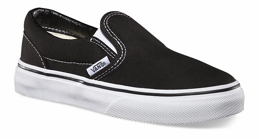 Vans Kids Classic Slip-On Black/White Personalized Golf Shoes