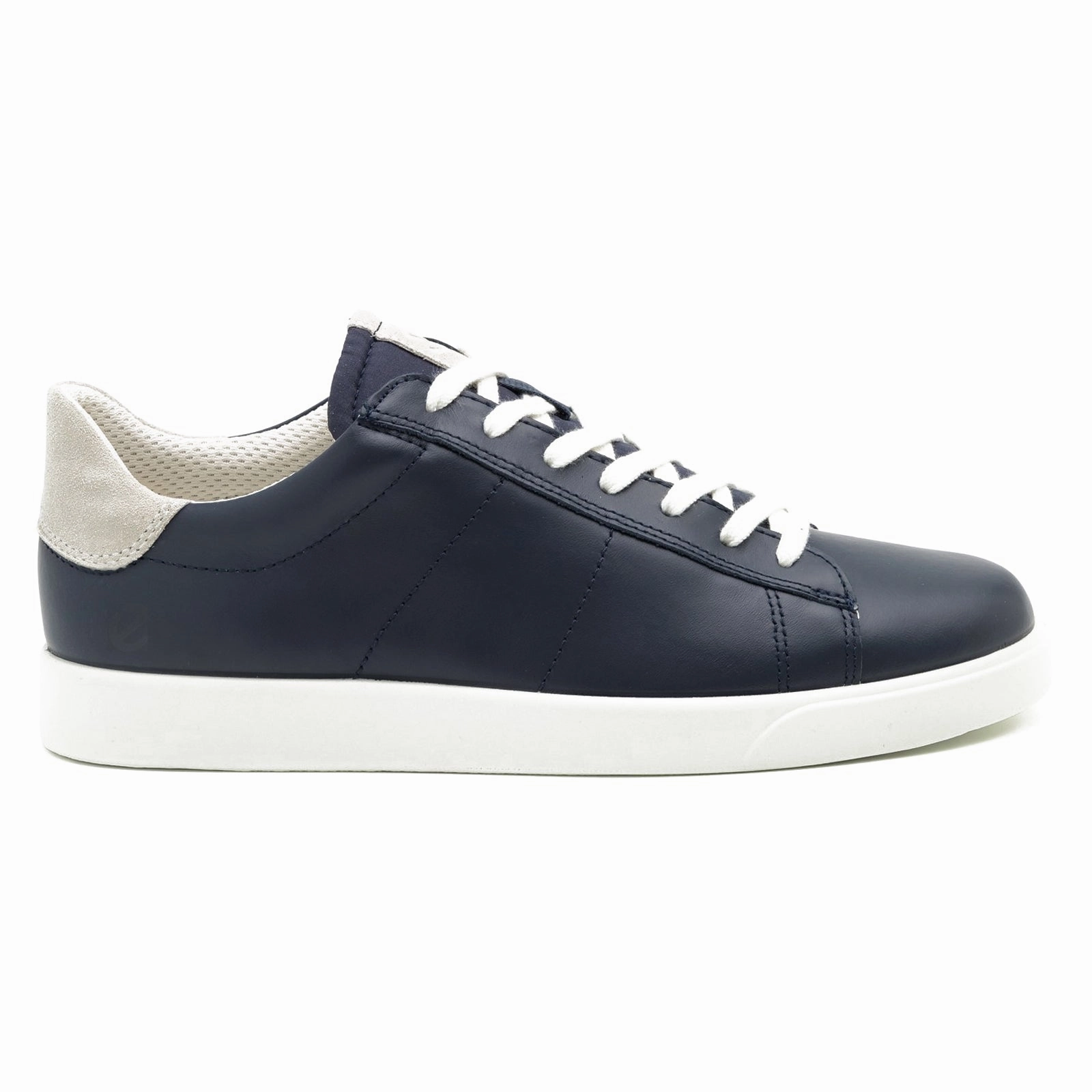 Metallic Silver Oxford Shoes Ecco Street Lite Leather Men's Lace Up Marine Shadow White Trainers