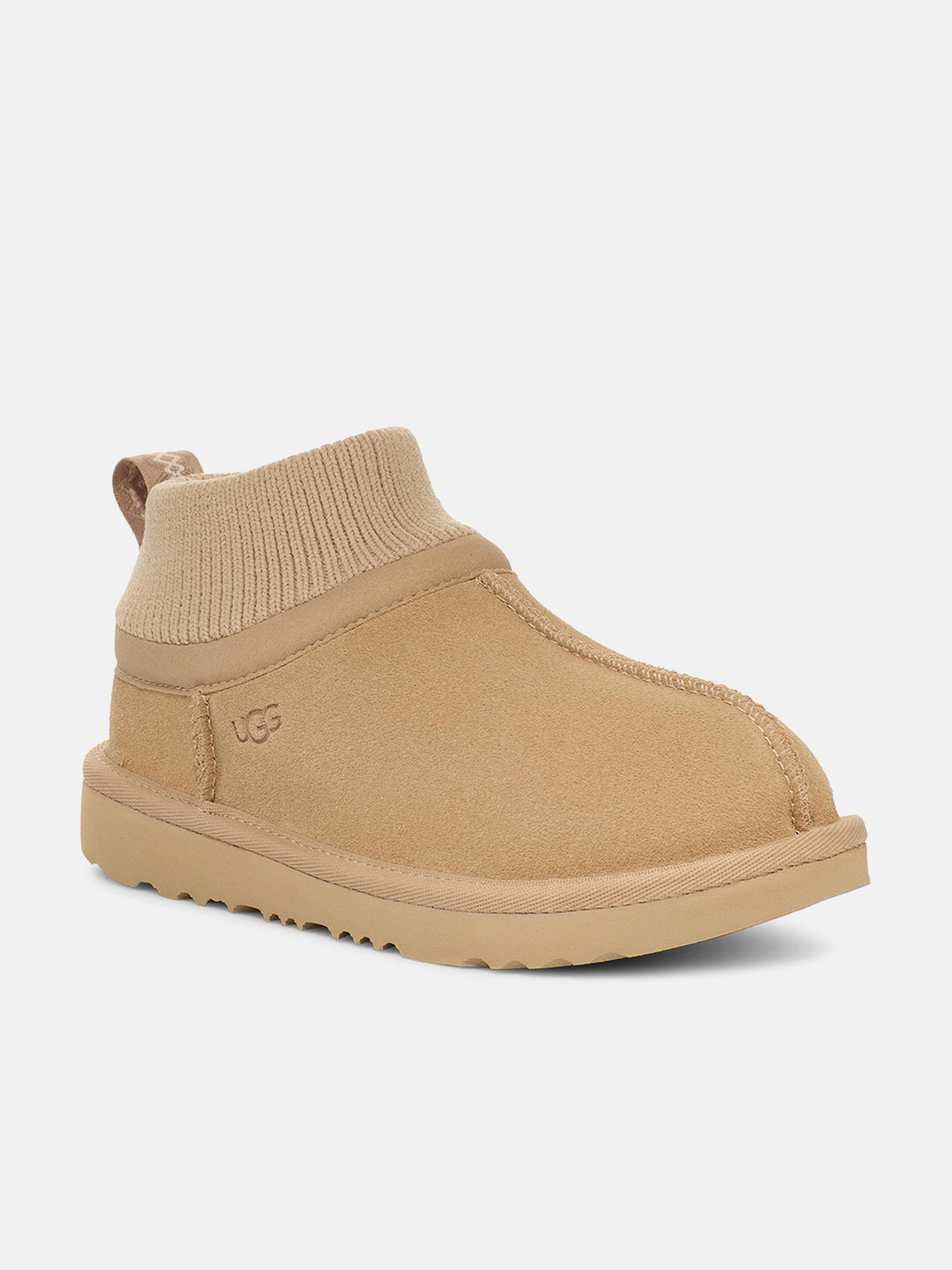UGG Kids Classic Ultra Stretch Cuff Boots in Beige Luchese Boots