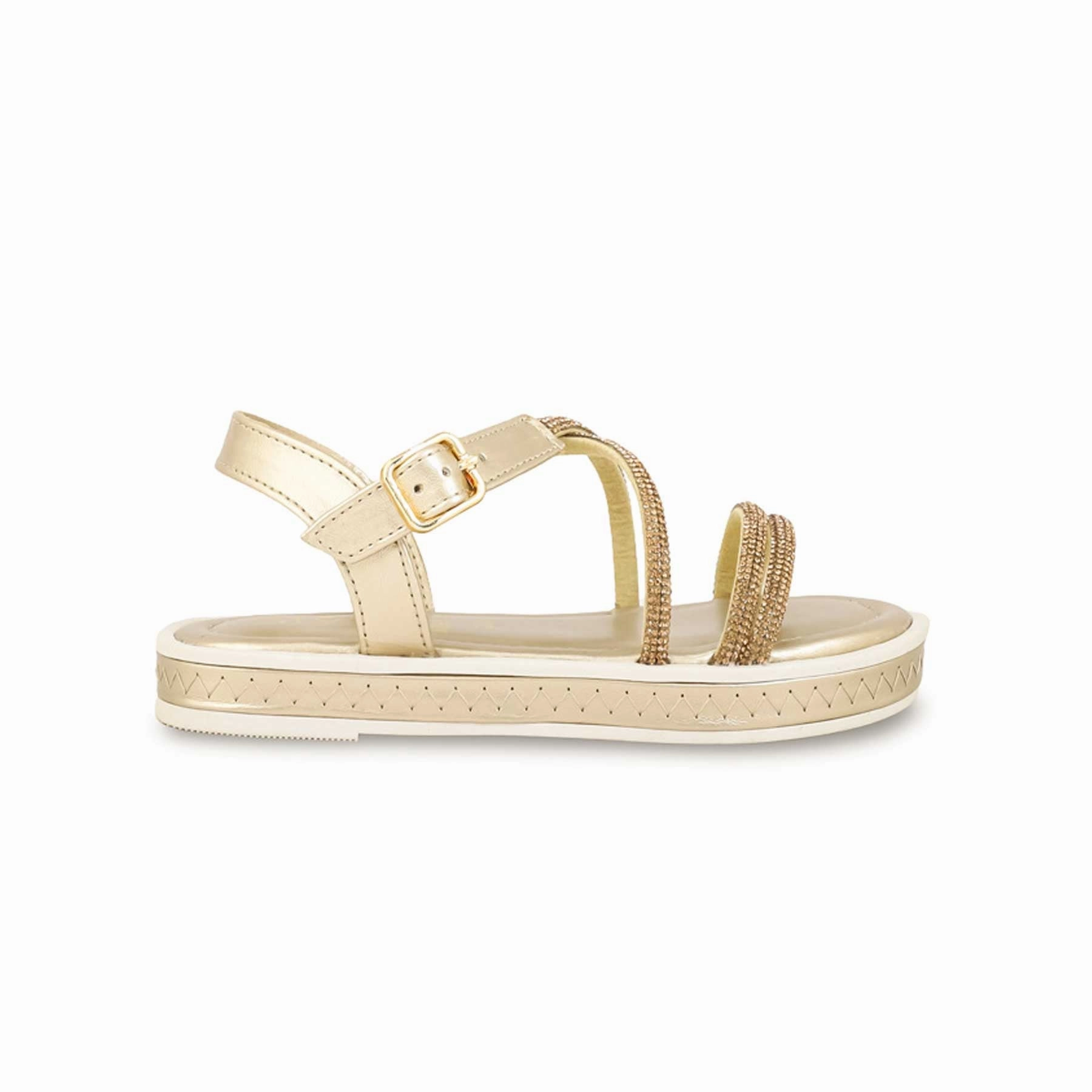 Heel Thong Sandals Girls Golden Fancy Sandal KD9839