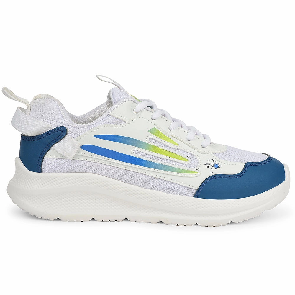 Leap7x White Sports Lacing Running Shoes For Kids RYAN-1L By Liberty Cloudtec Shoes