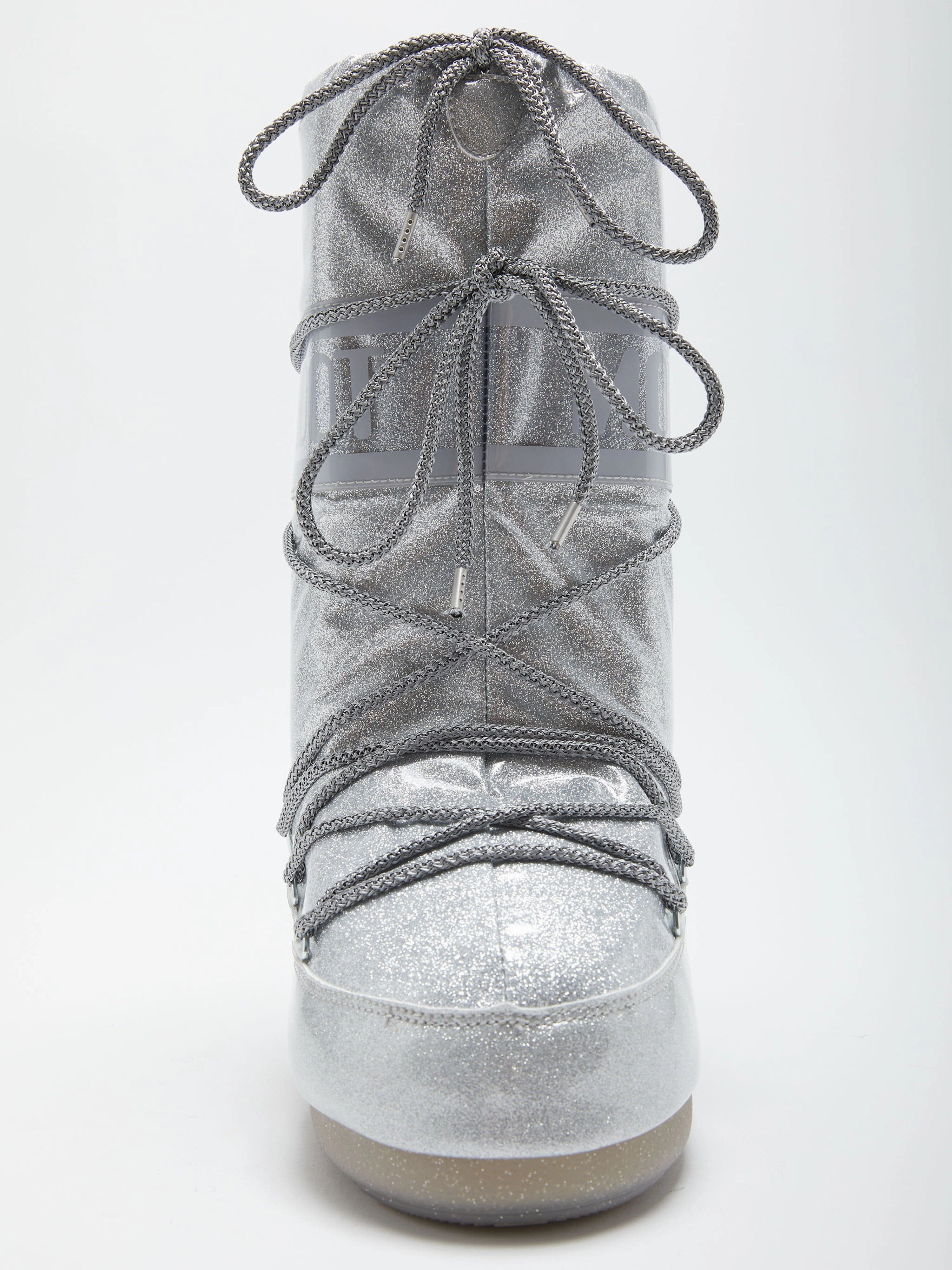 Moon Boot Kids Icon Glitter Boots in Silver Boots Jean
