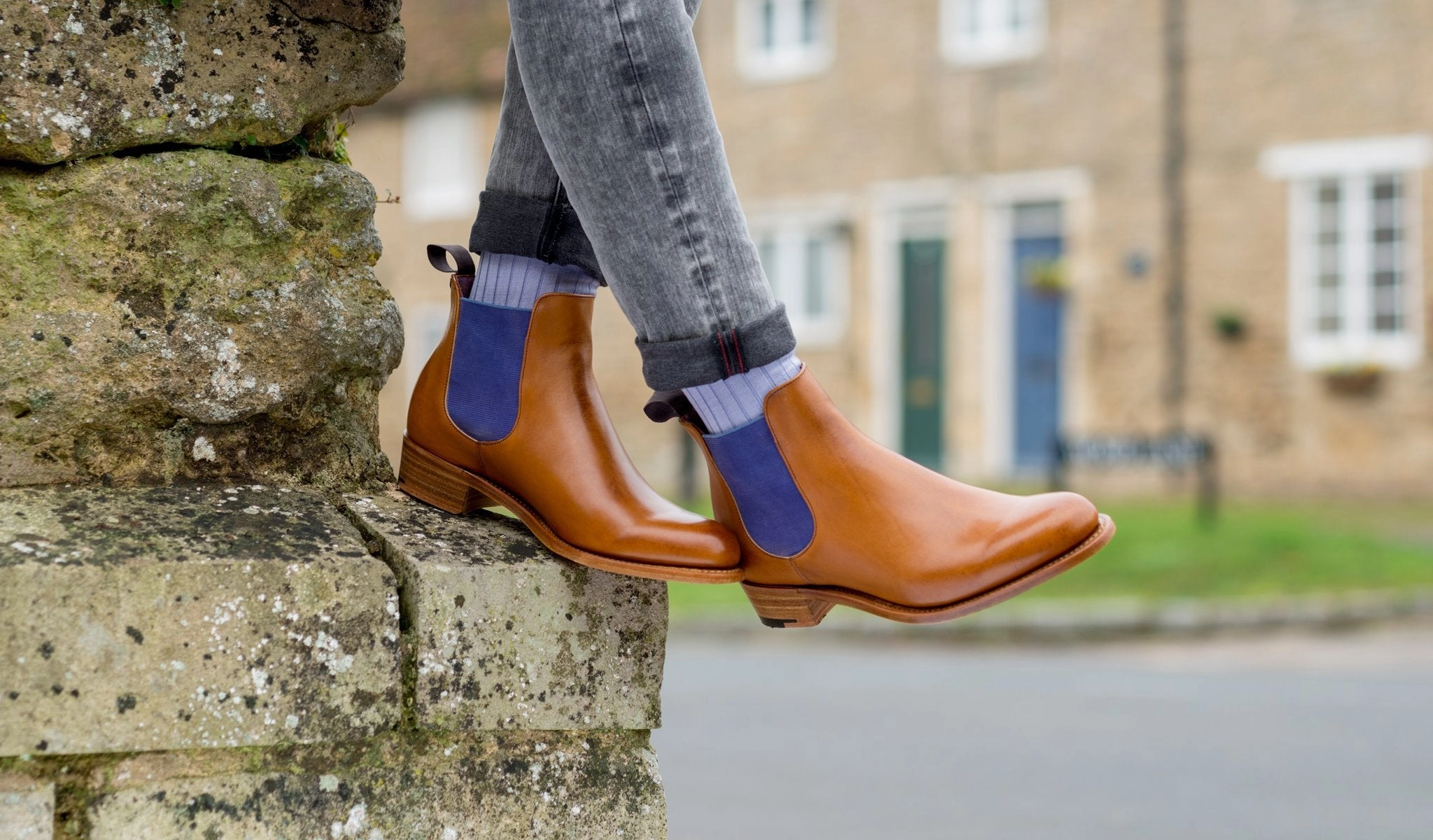 Violet - Walnut Calf / Brown Elastic Winter Chelsea Boots