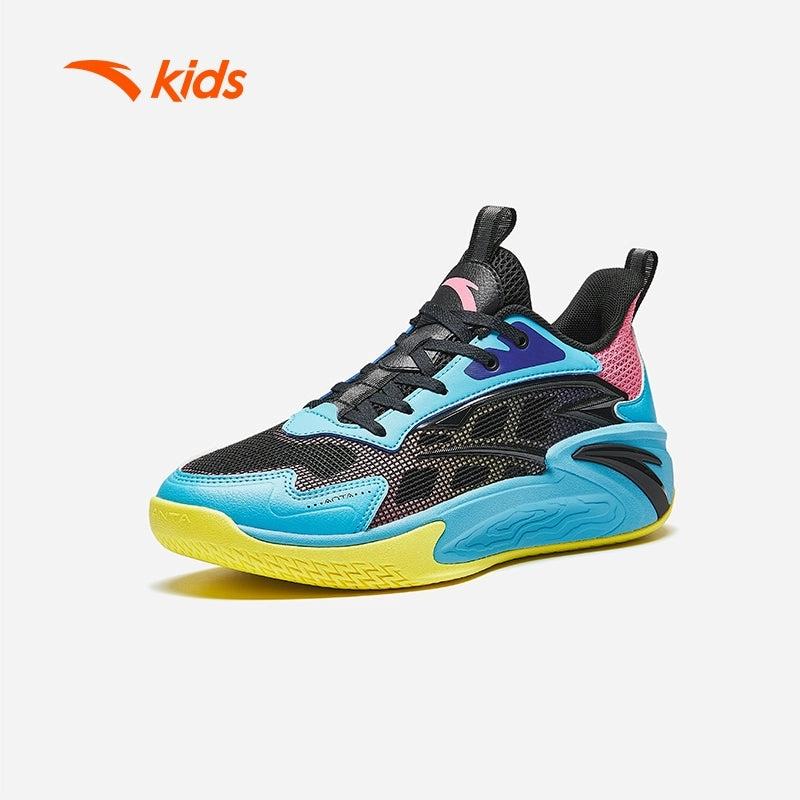 Trendy Golf Shoes anta kids boys splash 7 basketball shoes A125B1131-3 -black/blue/pink (kasut bola keranjang kanak lelaki)