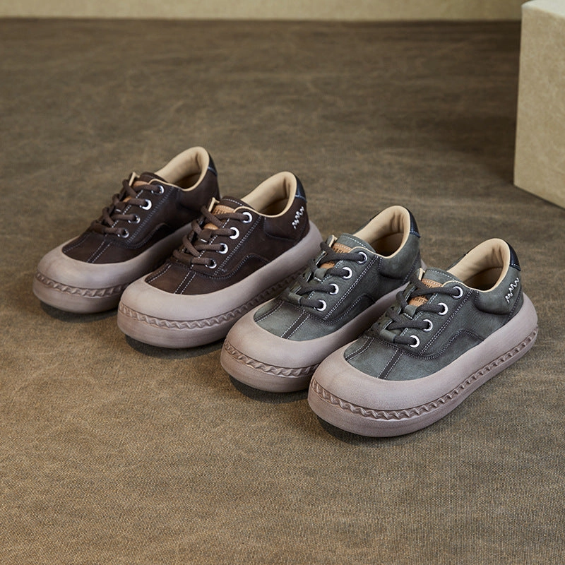 Badminton Shoes With Arch Support Women Retro Fashion Leather Casual Shoes