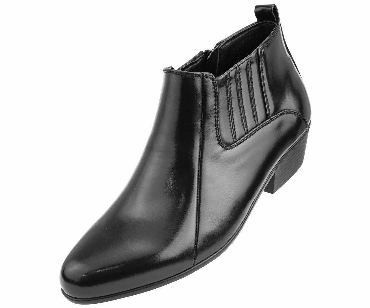 Men's Western Low Cut Dress Boot Color Black Slip On Work Boots