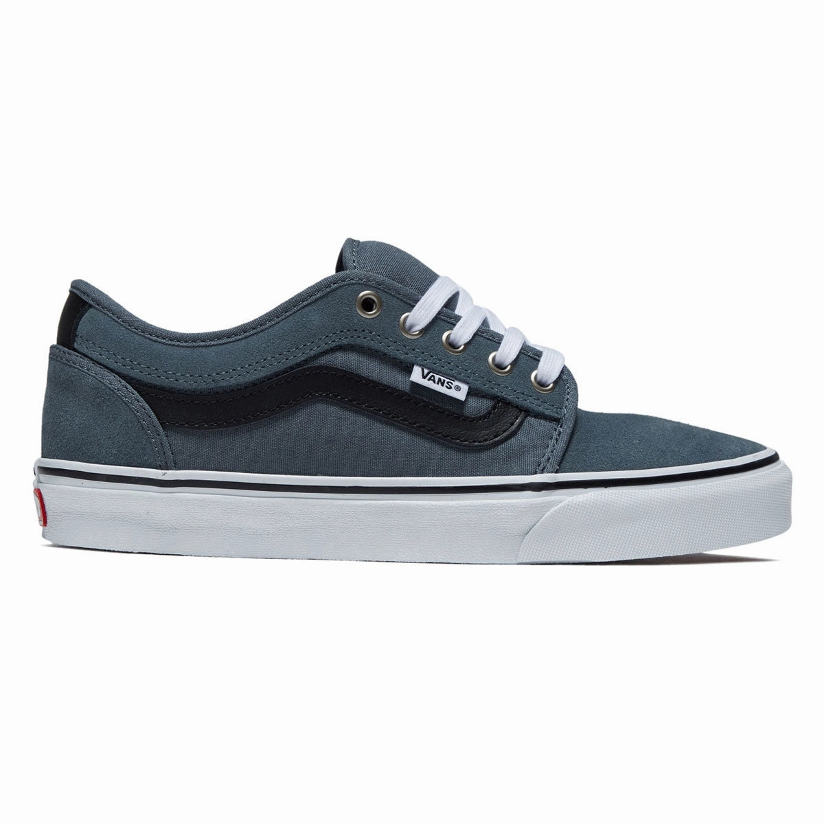 Skate Shoes Fat Tongue Vans Skate Chukka Low Sidestripe Shoes - Black/Slate Blue