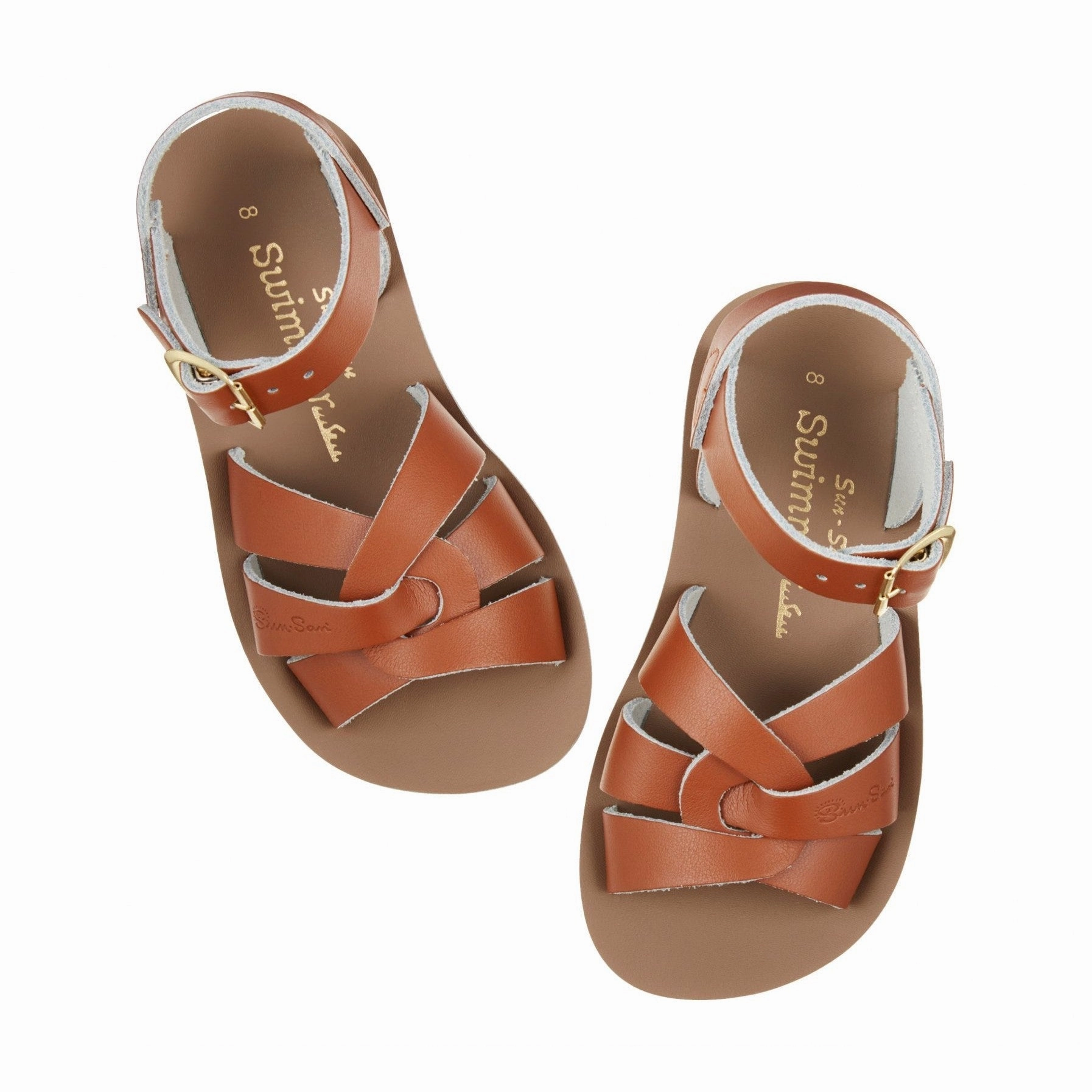 Salt-Water Swimmer Childrens Tan Leather Sandals High Arch Foot Running Shoes