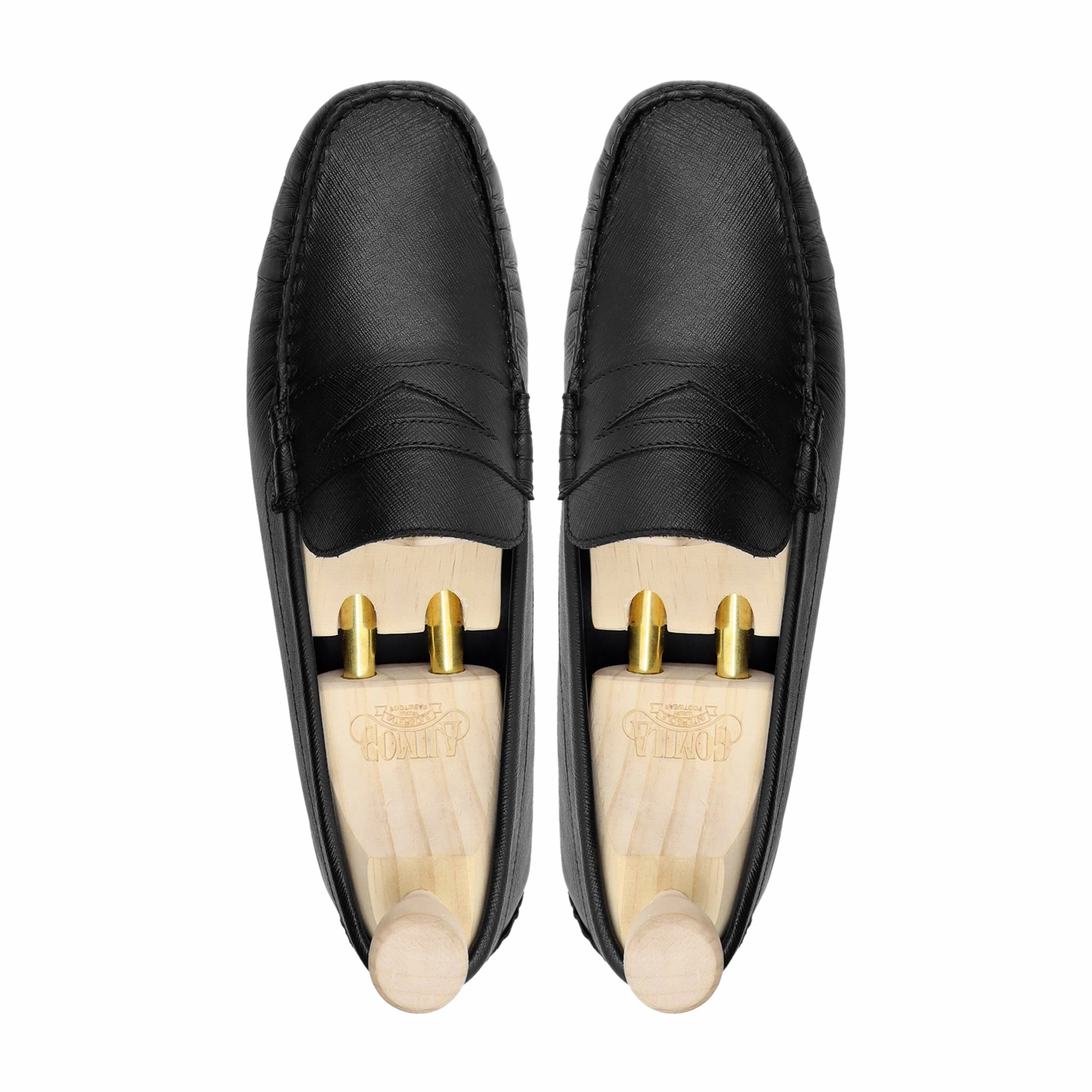 Vionic Walking Shoe Walking Elpaso - Men's Black Textured Leather Driver Shoe