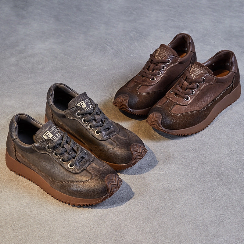 Badminton Shoes Toronto Women Retro Patchwork Leather Casual Shoes