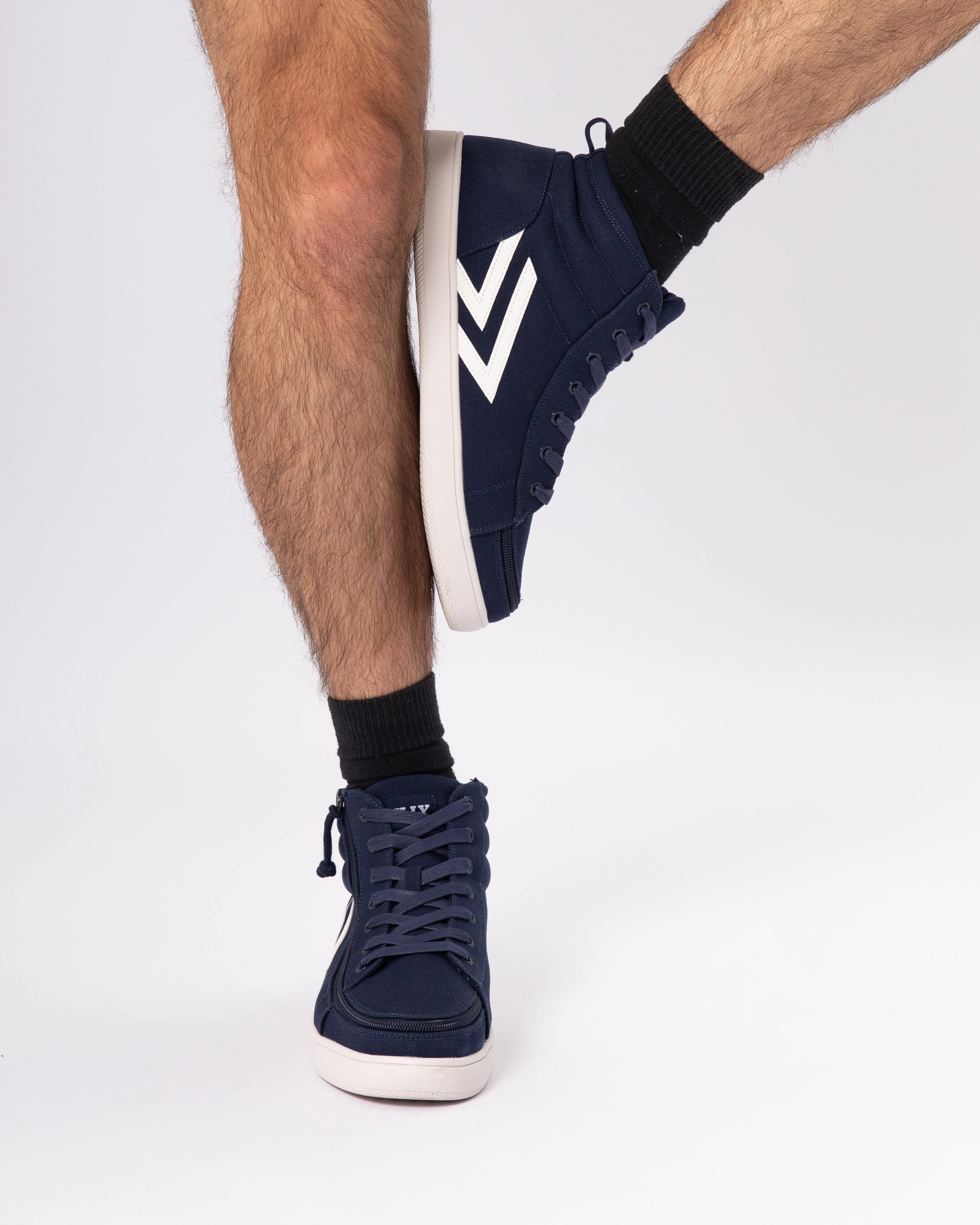 Wide Size Skate Shoes CS High Top (Men) - Navy/White