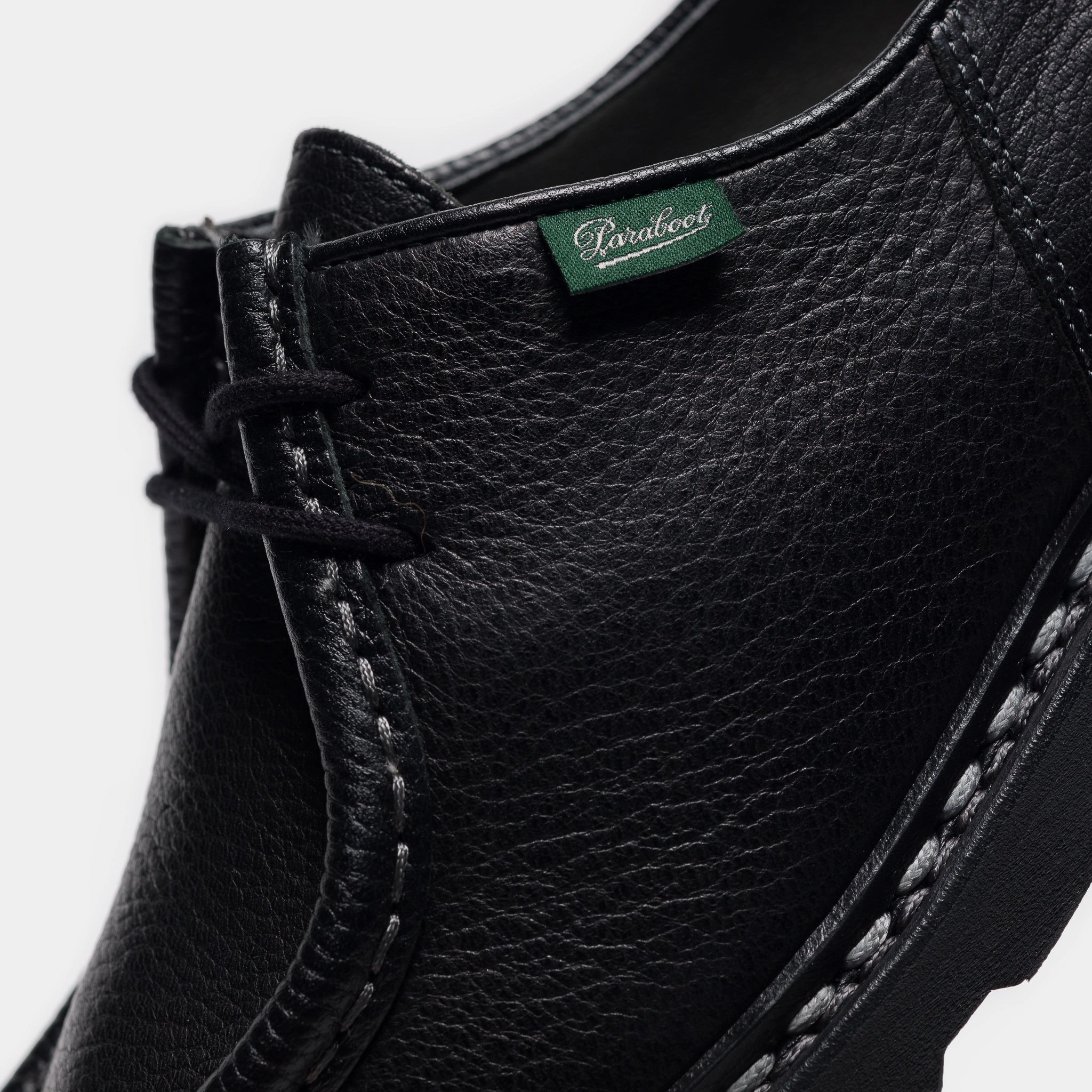 Michael Moc Lace-Up Shoe in Black Deer Leather Lenox Hill Cap Toe Oxford