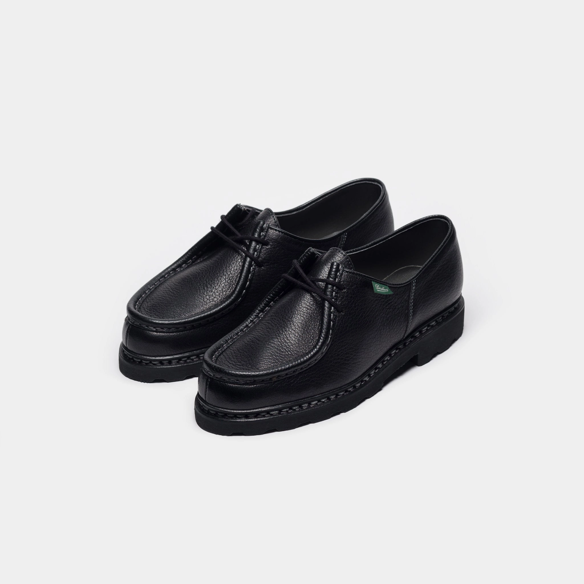 Kesco Saddle Oxfords Michael Moc Lace-Up Shoe in Black Deer Leather