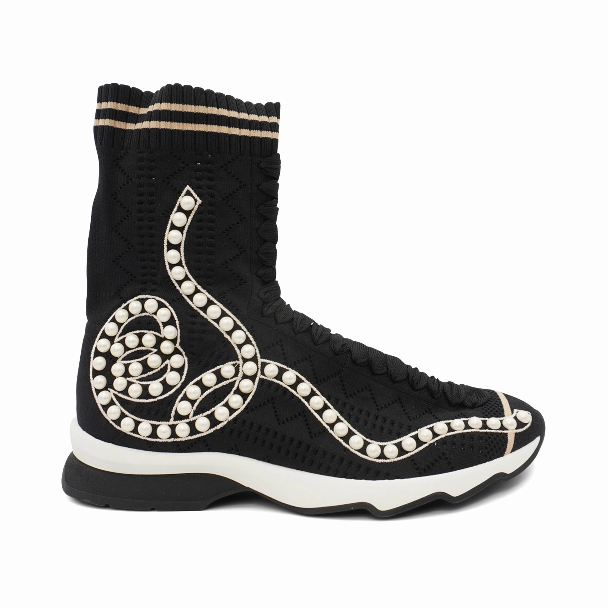 Gold Rhinestone Ankle Boots Fendi 'Rockoko' Sock Sneakers - Women's 41