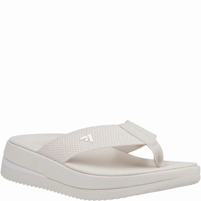 White Flip Flops With Wedge Heel Fitflop Surff Two-tone Toe Post Sandals