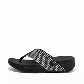 Tkees Foundation Flip Flops FitFlop Women's Surge Toe-Post All Black