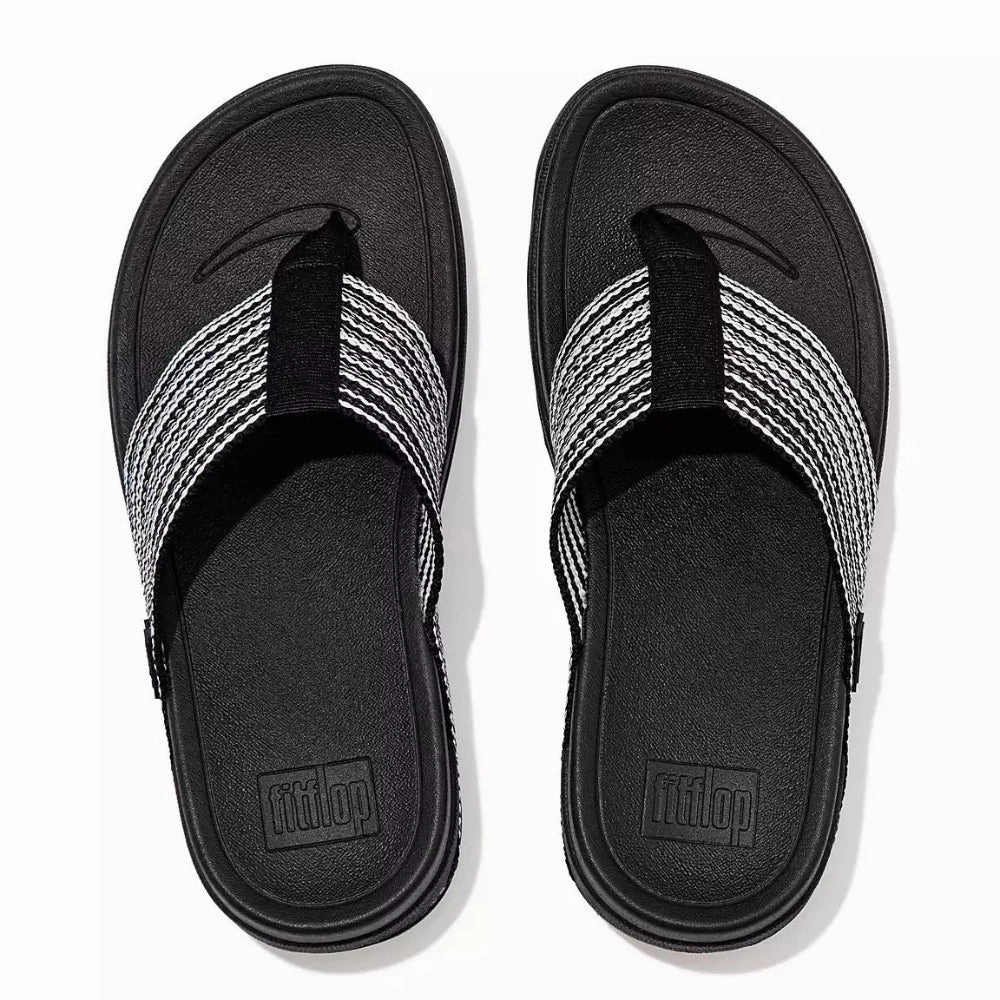 FitFlop Women's Surge Toe-Post All Black Cos Leather Flip Flops