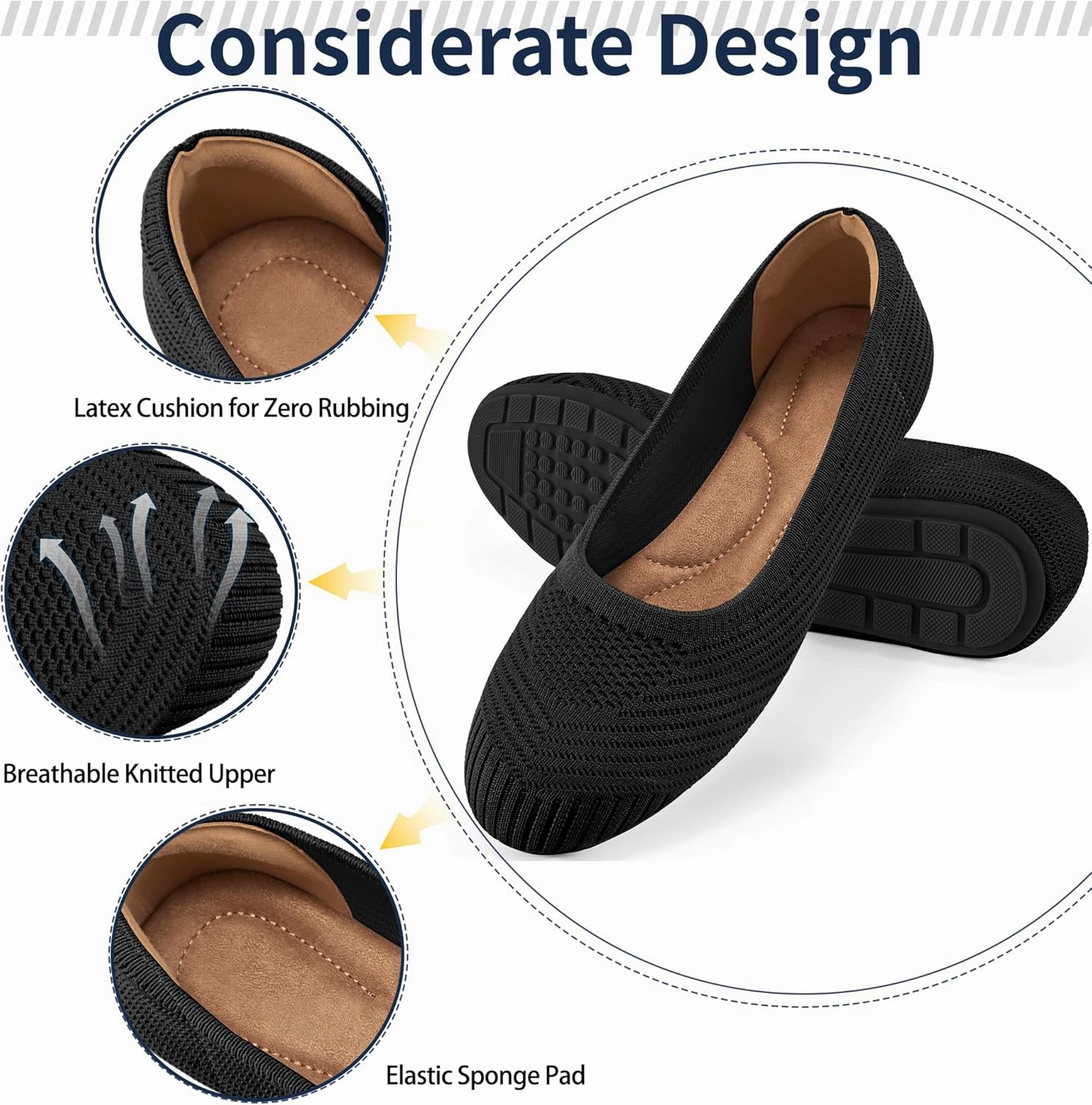 Asics Training Shoes Reviews Flats for Women Ballets Shoes: Comfortable Knitted Dressy Work Flats - Ladies Wedding Flat Casual Shoes