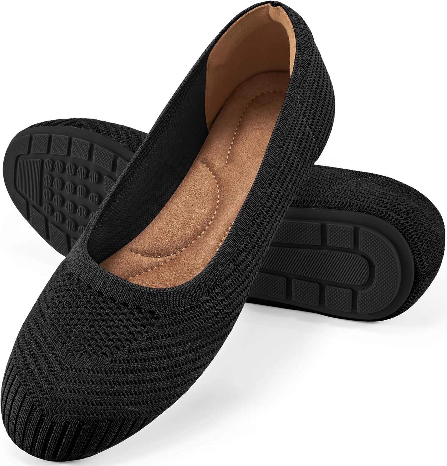 Flats for Women Ballets Shoes: Comfortable Knitted Dressy Work Flats - Ladies Wedding Flat Casual Shoes Best Asics Running Shoes For Achilles Tendonitis