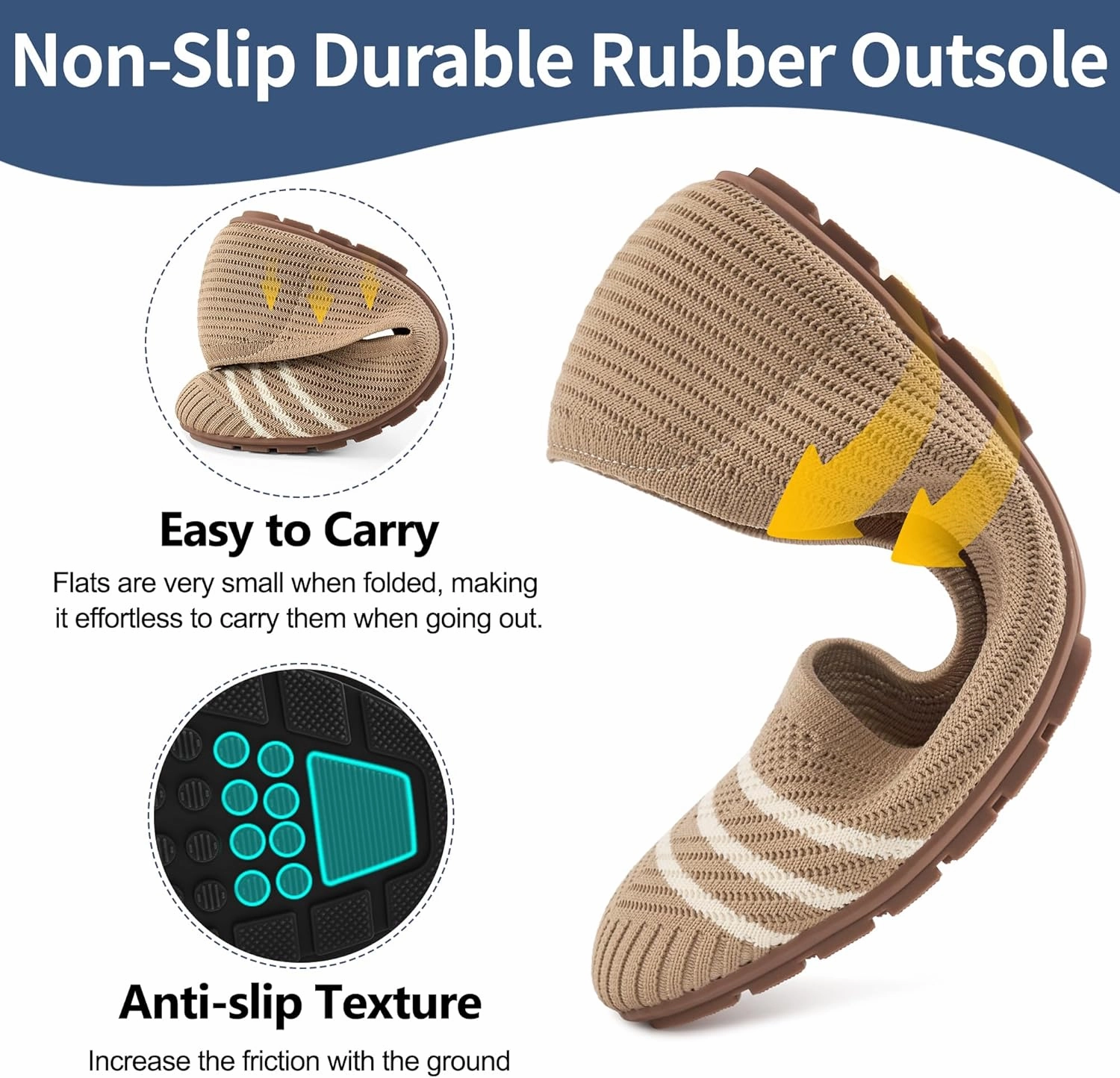 Flats for Women Ballets Shoes: Comfortable Knitted Dressy Work Flats - Ladies Wedding Flat Casual Shoes Asics Best Walking Shoes For Flat Feet