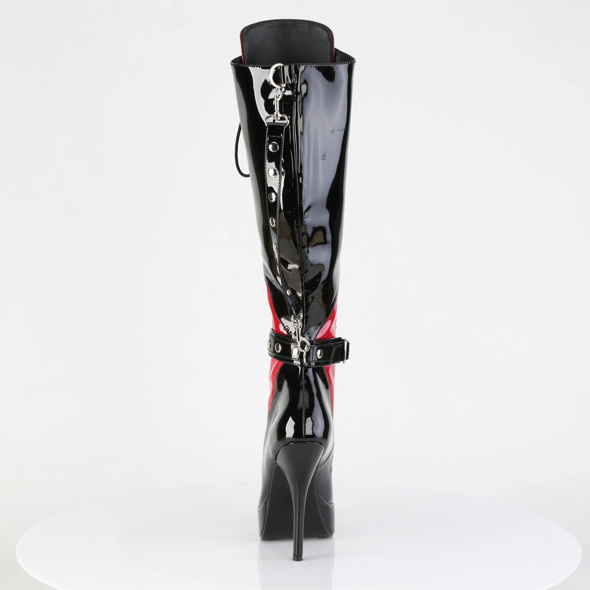 Knee High Boots With Skinny Calves 5 Inch Heel INDULGE-2028 Black Red Patent